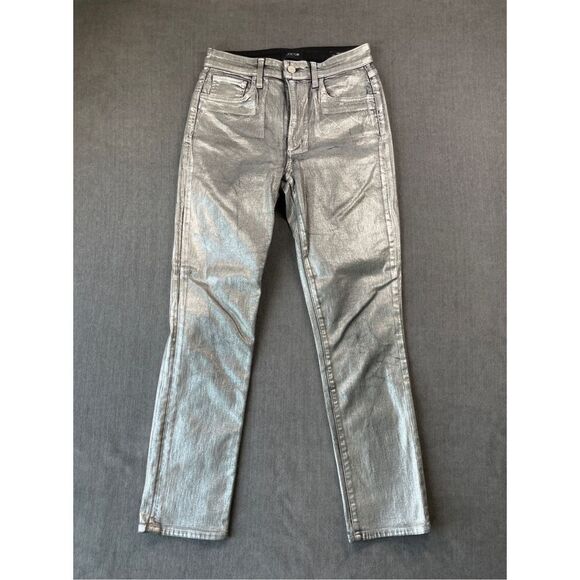 Joes High Rise Cigarette Ankle Jeans Womens 27 Luna Silver Metallic Party Glam - Picture 1 of 13
